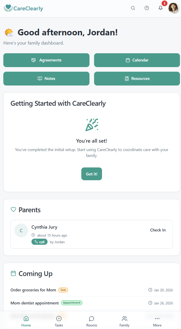 CareClearly on a phone (example)