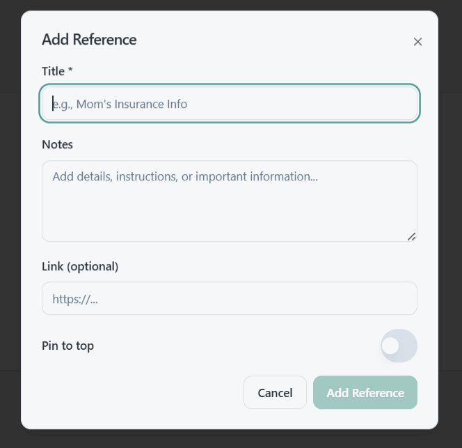 Room references tab