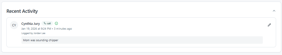 Check-in history view