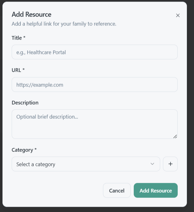 Add resource form